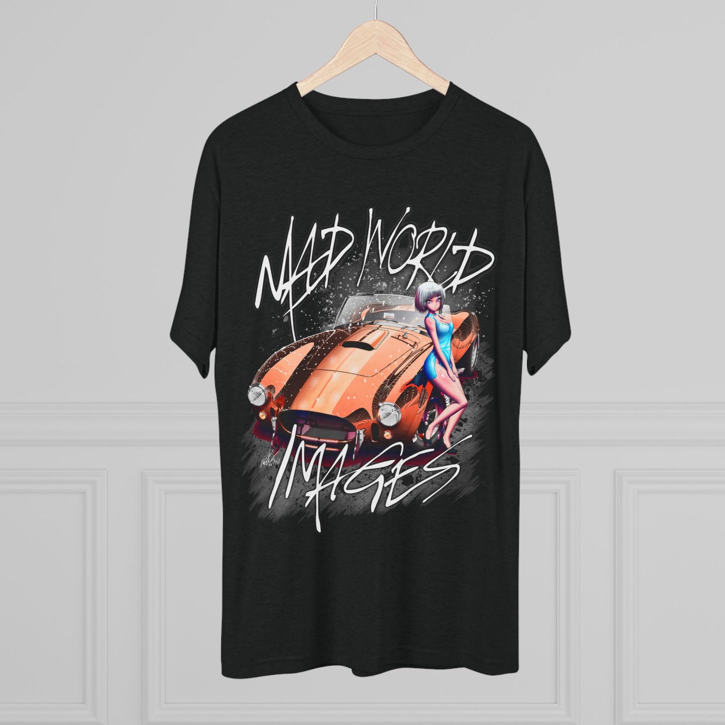 Classic Sports Car and Anime Pinup Girl Design